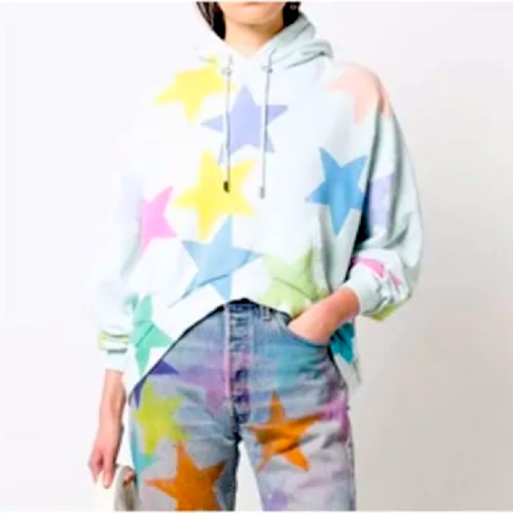 NWT Collina Strada Star Print
High/low Cotton Fleece Hoodie in Size Medium